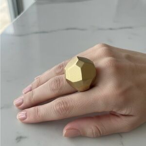 Large Matte Gold Metal Geometric Statement  Ring Polyhedron Avant-Garde Modern 6